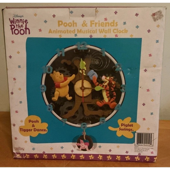 Disney Pooh And Friends Animated Musical Wall Clock In Box Vintage RARE